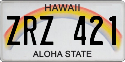 HI license plate ZRZ421
