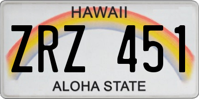 HI license plate ZRZ451
