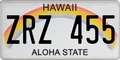 HI license plate ZRZ455
