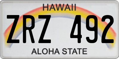 HI license plate ZRZ492