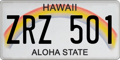 HI license plate ZRZ501