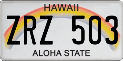 HI license plate ZRZ503