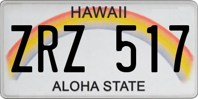 HI license plate ZRZ517