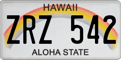 HI license plate ZRZ542