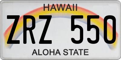 HI license plate ZRZ550