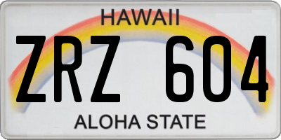 HI license plate ZRZ604