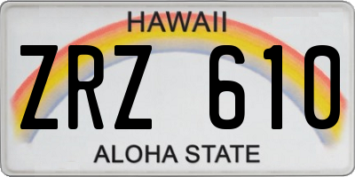 HI license plate ZRZ610