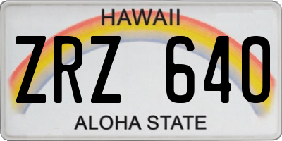 HI license plate ZRZ640
