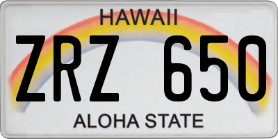 HI license plate ZRZ650