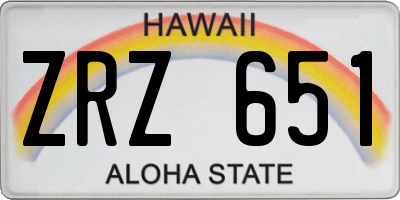 HI license plate ZRZ651