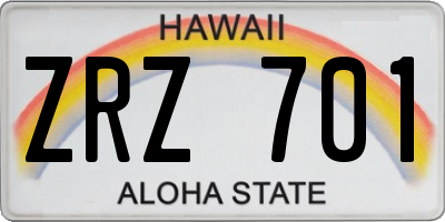HI license plate ZRZ701