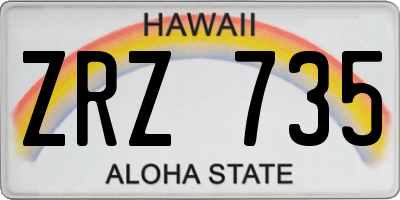 HI license plate ZRZ735