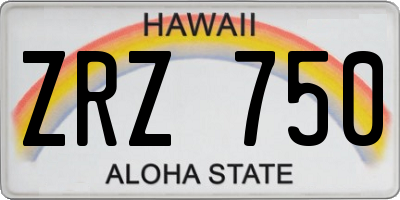 HI license plate ZRZ750