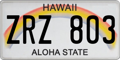 HI license plate ZRZ803