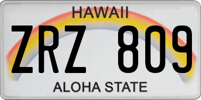 HI license plate ZRZ809