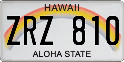 HI license plate ZRZ810