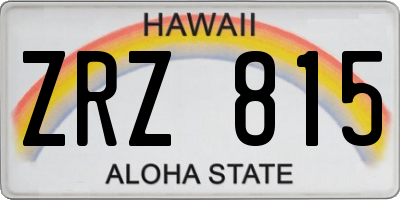 HI license plate ZRZ815