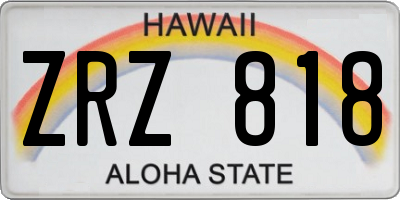 HI license plate ZRZ818
