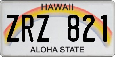HI license plate ZRZ821