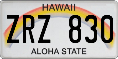 HI license plate ZRZ830