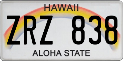 HI license plate ZRZ838
