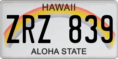 HI license plate ZRZ839