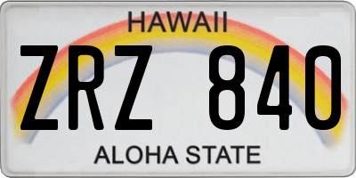 HI license plate ZRZ840