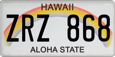 HI license plate ZRZ868