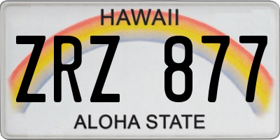 HI license plate ZRZ877