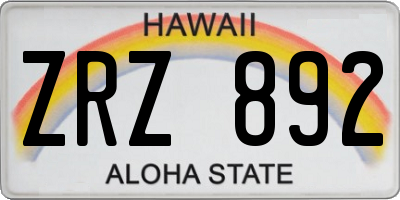 HI license plate ZRZ892