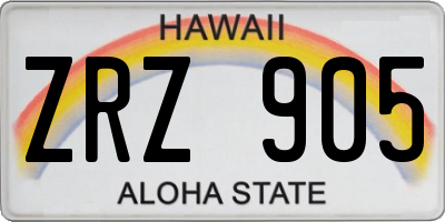 HI license plate ZRZ905