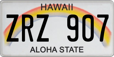 HI license plate ZRZ907