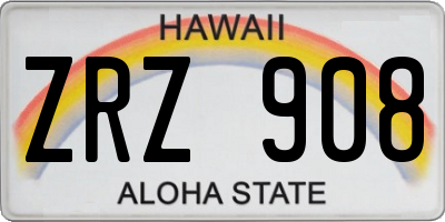 HI license plate ZRZ908