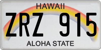 HI license plate ZRZ915