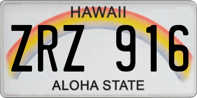 HI license plate ZRZ916