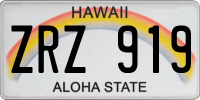 HI license plate ZRZ919