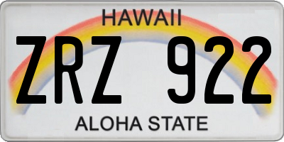 HI license plate ZRZ922