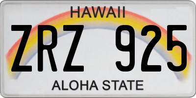 HI license plate ZRZ925