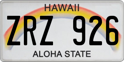 HI license plate ZRZ926