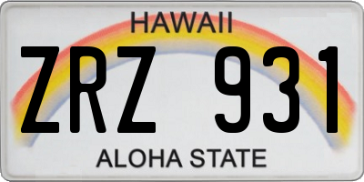 HI license plate ZRZ931