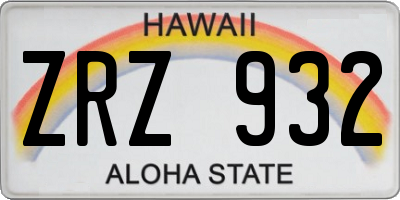 HI license plate ZRZ932