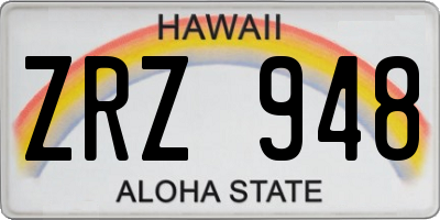 HI license plate ZRZ948