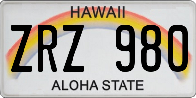 HI license plate ZRZ980