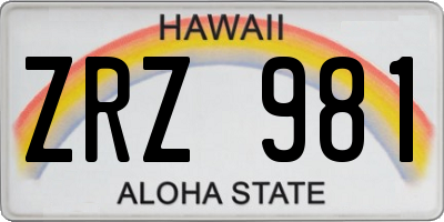 HI license plate ZRZ981
