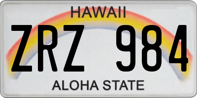 HI license plate ZRZ984