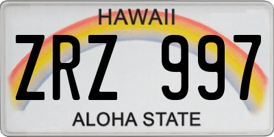 HI license plate ZRZ997