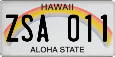 HI license plate ZSA011
