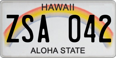 HI license plate ZSA042