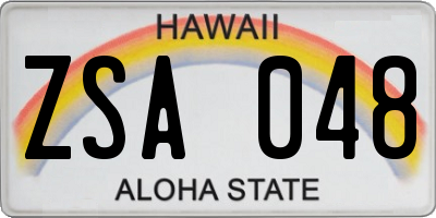 HI license plate ZSA048