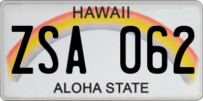 HI license plate ZSA062
